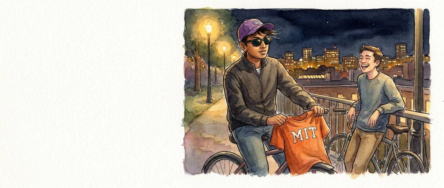 Midnight Bikes and an MIT Shirt